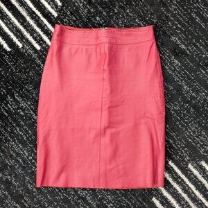 BCBG MAXAZRIA Red Leather Midi Skirt Size 6